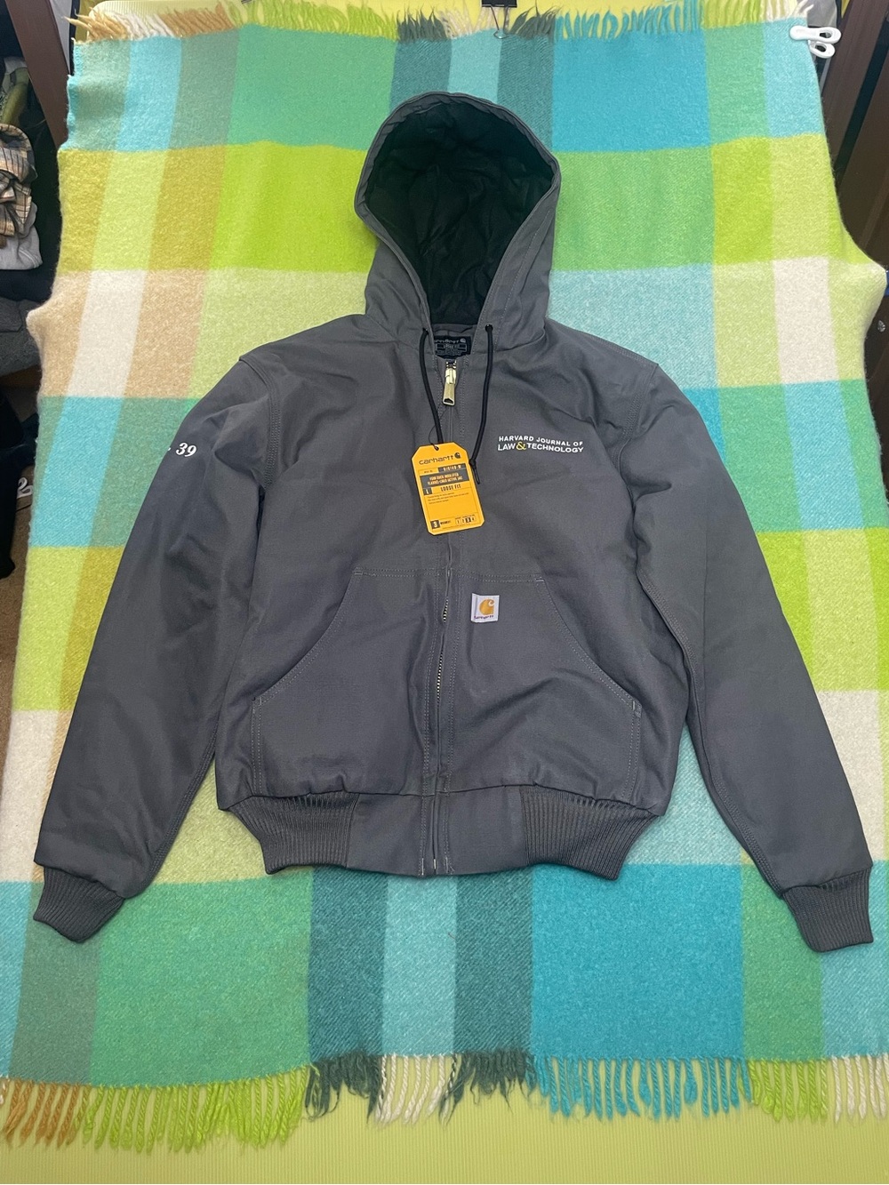 Carhartt J140 Grey Washed Duck Active Full Zip Work Jacket Men’s